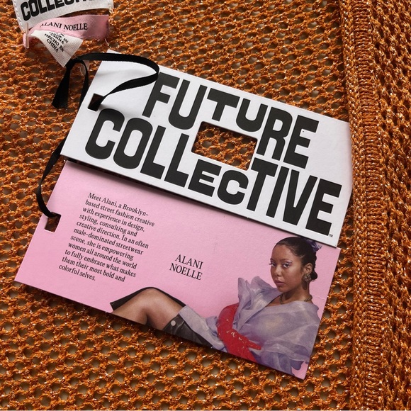 ALANI NOELLE FUTURE COLLecTIVE Women 1X Orange Metallic Crop Open Knit Cardigan - Picture 9 of 16